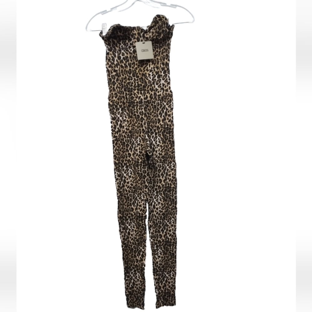 NWT Asos Leopard Strapless Bustier Halloween Jumpsuit Catsuit Leotard